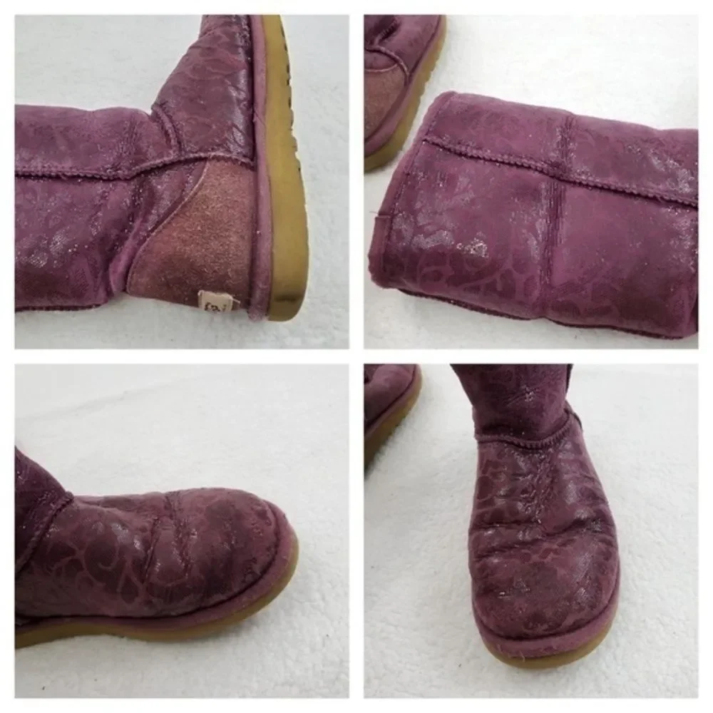 Ugg Boots‎ 7 Tall Flora Shearling Purple Tan Glitte